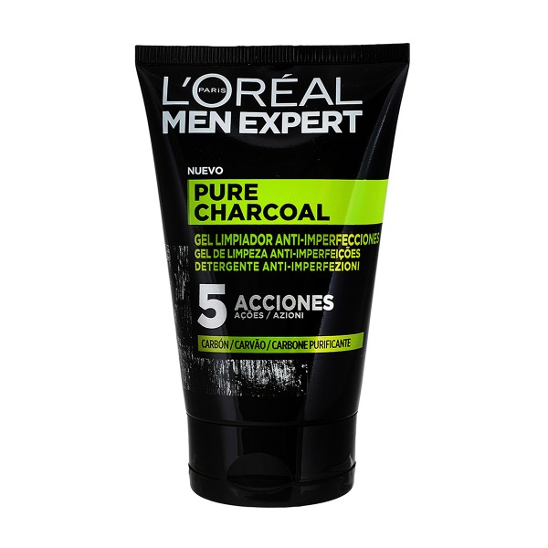 Pure Charcoal Gel Limpiador Anti-imperfeccion - L'Oréal Cleanser - Make-up Remover 100 Ml