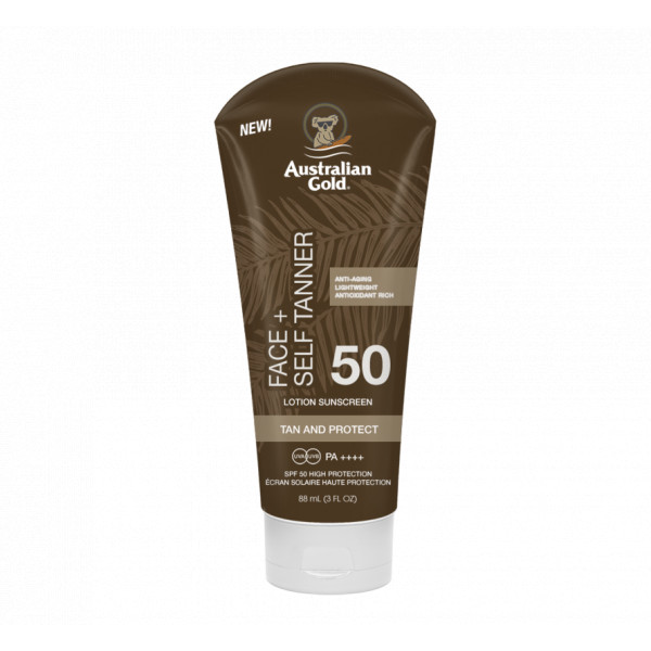 Face + Self Tanner Lotion Sunscreen - Australian Gold Protección Solar 88 Ml