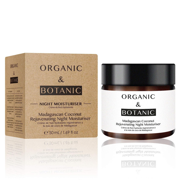 Crème De Nuit Hydratante Régénératrice À La Noix De Coco De Madagascar - Organic & Botanic Återfuktande Och Närande Vård 50 Ml